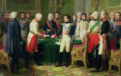 Napoleón I (1769-1821) recibiendo al Barón Vincent, el embajador austríaco, en Erfurt, 28 de octubre de 1808, 1838